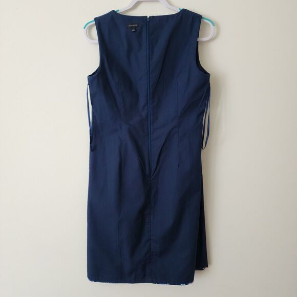 Talbots Paisley Shift Dress Womens Sz 8 Navy Blue Colorful Sleeveless Split Neck - Picture 5 of 8